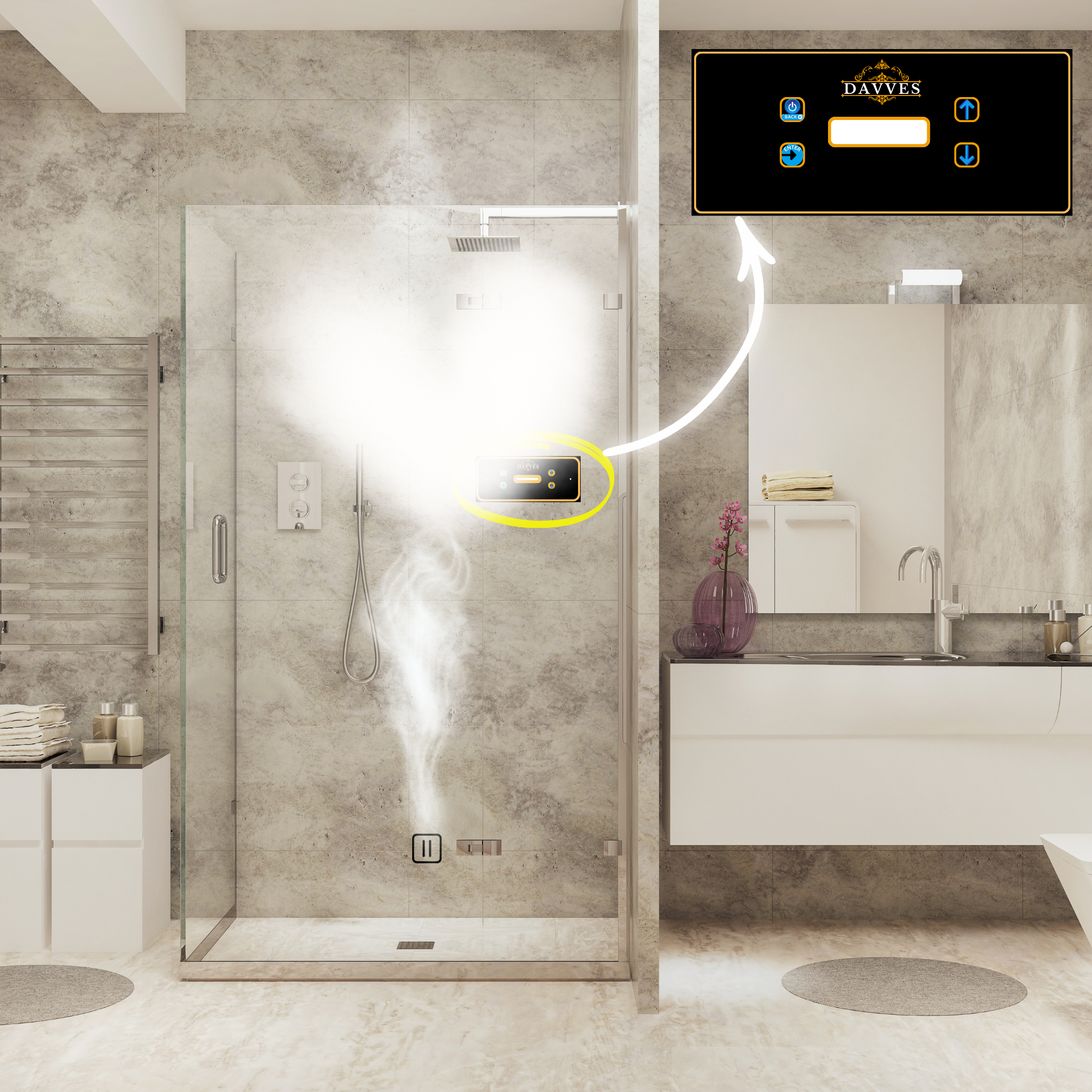 Presenting Steam Bath Solutions with Display installed in Indian Bathroom